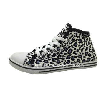 Sapatos de lona de impressão de leopardo de moda para senhora (3546-L)